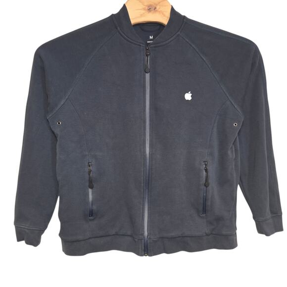 Apple Other - Apple Store Employee Full Zip Bomber Jacket Navy Blue White Logo Mens Medium